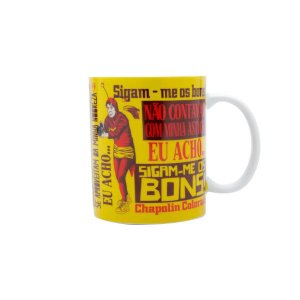 Caneca Porcelana Ch Chapolin Frases Fd Amarelo 300ml