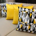 Ver imagem 3 de Kit 4 Capas de Almofadas Composê Geométrico Amarelo com Cinza e Cetim Amarelo 45x45cm
