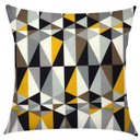Ver imagem 4 de Kit 4 Capas de Almofadas Composê Geométrico Amarelo com Cinza e Cetim Amarelo 45x45cm