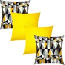 Ver imagem 1 de Kit 4 Capas de Almofadas Composê Geométrico Amarelo com Cinza e Cetim Amarelo 45x45cm