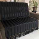 Ver imagem 1 de Manta para Sofá em Tecido Jacquard Listrado Preto 190x140cm