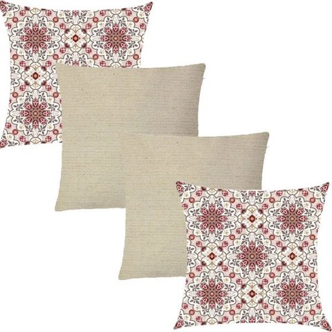 Kit 4 Capas de Almofadas Composê Gorges Bege e Linho 45x45cm