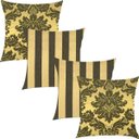 Ver imagem 1 de Kit 4 Capas de Almofadas Composê Medalhão e Listrado Dourado e Preto 45cmx45cm