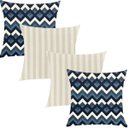 Ver imagem 1 de Kit 4 Capas de Almofadas Composê Listrado e Chevron Azul 45x45cm