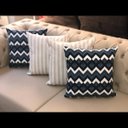 Ver imagem 2 de Kit 4 Capas de Almofadas Composê Listrado e Chevron Azul 45x45cm