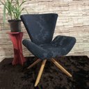 Ver imagem 4 de Kit 2 Poltronas Elegance Base Giratória Ferro e Madeira Jacquard Preto