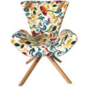 Ver imagem 3 de Poltrona Elegance Base Giratória Ferro e Madeira Jacquard Floral Color