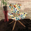 Ver imagem 1 de Poltrona Elegance Base Giratória Ferro e Madeira Jacquard Floral Color