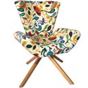 Ver imagem 2 de Poltrona Elegance Base Giratória Ferro e Madeira Jacquard Floral Color