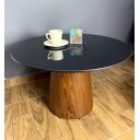 Ver imagem 2 de Mesa de Centro Cone Tampo 70 cm em MDF Laqueado e Base em Madeira Natural Pau Ferro - Preto