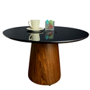 Ver imagem 1 de Mesa de Centro Cone Tampo 70 cm em MDF Laqueado e Base em Madeira Natural Pau Ferro - Preto