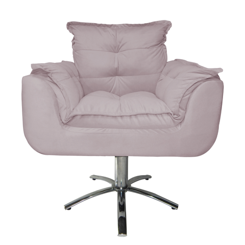 Conjunto 2 Poltronas Para Recepção Com Base Giratória de Metal Opala Suede Rose - LM DECOR