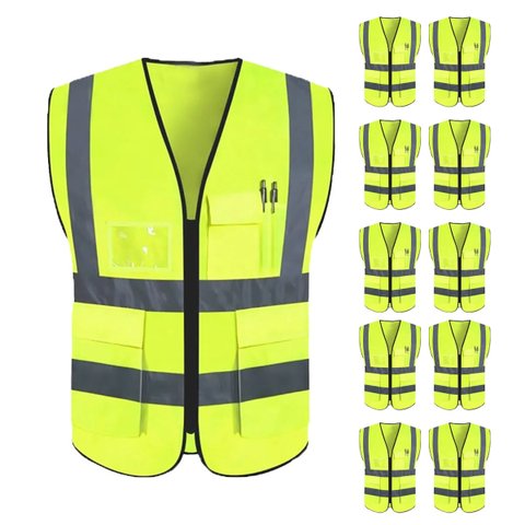Colete Sinalizador Faixa Refletiva Kit 11 Uni Segurança Trabalho Blusao Epi Fluorescente Trabalho Ob