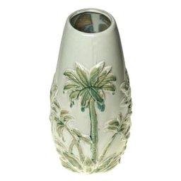 VASO DECORATIVO CERÂMICA PALMEIRA BRANCO/VERDE 15x32cm - 3