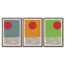 Quadros Premium Textura CXAlta Sol Cores Asbtrato 40x60 3Un - Moldura Madeira - 2