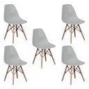 Ver imagem 1 de Kit 5 Cadeiras Charles Eames Eiffel Wood Design Branca Preta Cinza Outras