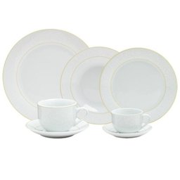 Aparelho de Jantar Wolff 42Pc de Porcelana /Borda Dourada Marrocos - 1