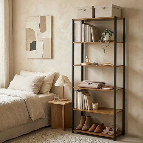 Guarda-Roupa Closet Modulado 62cm 6 Prateleiras Siena Yescasa Marrom/Preto