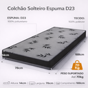 Ver imagem 2 de Colchão Solteiro Espuma D23 Liso 188x78x14cm Antialérgico