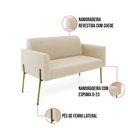 Ver imagem 3 de Sofá Namoradeira 2 Lugares Pé de Ferro Dourado Marisa Suede D03 - D'Rossi Bege