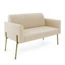 Ver imagem 1 de Sofá Namoradeira 2 Lugares Pé de Ferro Dourado Marisa Suede D03 - D'Rossi Bege