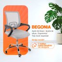 Ver imagem 3 de Cadeira Begônia Ergonômica Tela Mesh Apoio Lombar até 120kg Cinza