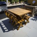 Ver imagem 4 de Conjunto Mesa Madeira Rústica para Churrasco - Mesa de 1 Metro + 4 Bancos Imbuia