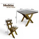 Ver imagem 2 de Conjunto Mesa Madeira Rústica para Churrasco - Mesa de 1 Metro + 4 Bancos Imbuia