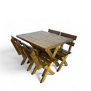 Ver imagem 7 de Conjunto Mesa Madeira Rústica para Churrasco - Mesa de 1 Metro + 4 Bancos Imbuia