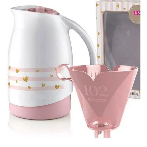 Conjunto Bule Térmico e Suporte para Filtro 102 Branco 700ML Sanremo SR1011/61