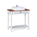Ver imagem 1 de Bancada Aparador Mini Lavabo 1 Gaveta e Prateleira com Cuba Linz Móveis - Branco/imbuia Glazer