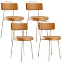 Ver imagem 1 de Kit 04 Cadeiras Decorativas Estofada Sala Jantar Barcelona Arena L02 Couríssimo Whisky - Lyam