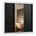 Ver imagem 2 de Guarda-Roupa Casal Madesa Lyon 3 Portas de Correr com Espelho 2 Gavetas Branco/Preto Cor:Branco/Pret