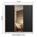 Ver imagem 3 de Guarda-Roupa Casal Madesa Lyon 3 Portas de Correr com Espelho 2 Gavetas Branco/Preto Cor:Branco/Pret