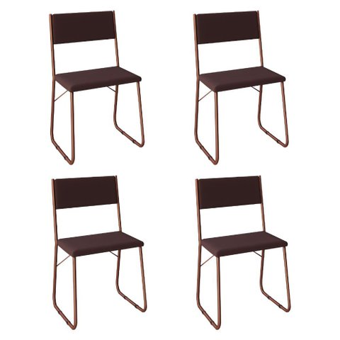 Kit 4 Cadeiras Angra Estofadas para Mesa Sala de Jantar Cozinha Conforto - Cobre/marrom