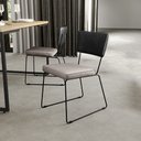 Ver imagem 2 de Cadeira Decorativa Estofada Sala De Jantar Allana L02 Couríssimo Preto Linho Bege - Lyam Decor