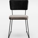 Ver imagem 3 de Cadeira Decorativa Estofada Sala De Jantar Allana L02 Couríssimo Preto Linho Bege - Lyam Decor