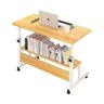 MESA PARA NOTEBOOK ALTURA AJUSTAVEL HOME OFFICE CAMA RODINHAS E 2 PRATELEIRAS MULTIUSO LUXO - 1