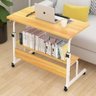 MESA PARA NOTEBOOK ALTURA AJUSTAVEL HOME OFFICE CAMA RODINHAS E 2 PRATELEIRAS MULTIUSO LUXO - 4