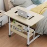 MESA PARA NOTEBOOK ALTURA AJUSTAVEL HOME OFFICE CAMA RODINHAS E 2 PRATELEIRAS MULTIUSO LUXO - 2