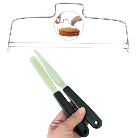 Kit Cortador Nivelador de Bolo + Espátulas Reta e Curva P/ Confeitar Decorar Confeitaria