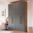 Ver imagem 1 de Guarda-roupa Solteiro Oxford 4 Portas 2 Gavetas Freijó/cinza - Irm Móveis