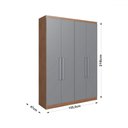 Ver imagem 4 de Guarda-roupa Solteiro Oxford 4 Portas 2 Gavetas Freijó/cinza - Irm Móveis