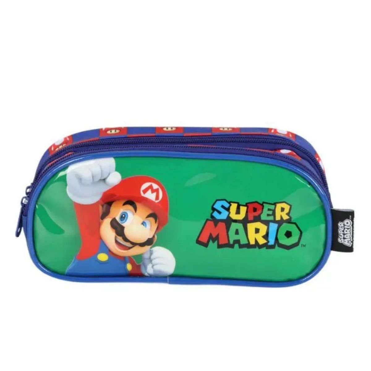 Kit Mochila Rodinha Lancheira Estojo Duplo Super Mario Verde Luxcel - 5