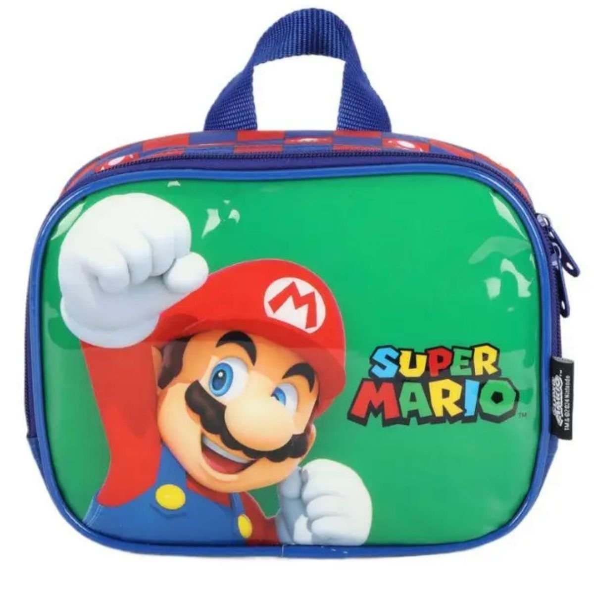 Kit Mochila Rodinha Lancheira Estojo Duplo Super Mario Verde Luxcel - 6