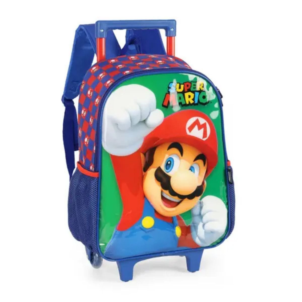 Kit Mochila Rodinha Lancheira Estojo Duplo Super Mario Verde Luxcel - 2