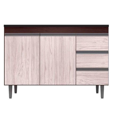 Balcão Gabinete Cozinha Andreia 100cm 2 Porta S-t Ajl Móveis Castanho Avelã