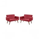 Ver imagem 1 de Kit 2 Poltronas 2 Lugares Braço Anabelle Unidecor Vermelho
