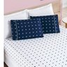 Jogo de Lençol Cama Solteiro 2 peças Micropercal 200 fios Petit Poá:Azul Marinho - 2