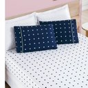 Ver imagem 2 de Jogo de Lençol Cama Solteiro 2 peças Micropercal 200 fios Petit Poá:Azul Marinho